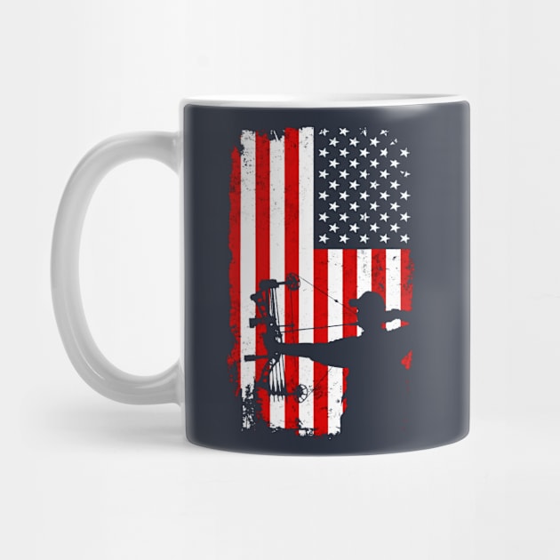 Archery Hunting Bow Hunter American Flag by Kiwistore